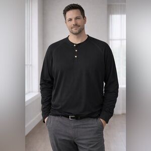 Year In Year Out Black Henley Long Sleeve Shirt Size 3XL NWT